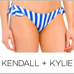 Kendall + Kylie Blue & White Ruffle Bikini Bottom - NWT $120